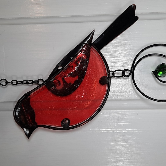 Bird Garden Bell Suncatcher Red Feather Outdoor Garden Yard Art Accent Gift NEW - Picture 7 of 8